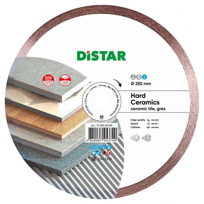 Круг алмазний вiдрiзний DiStar Hard ceramics 1A1R 250x1,6x10x25,4 46369 фото