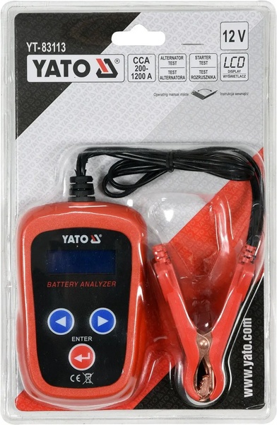 Тестер параметрів акумуляторів YATO YT-83113 до 12В, цифровий дисплей 45561 фото