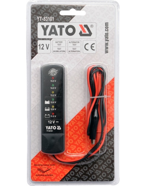 Тестер напруги аккумуляторів YATO YT-83101 до 12 В 50106 фото